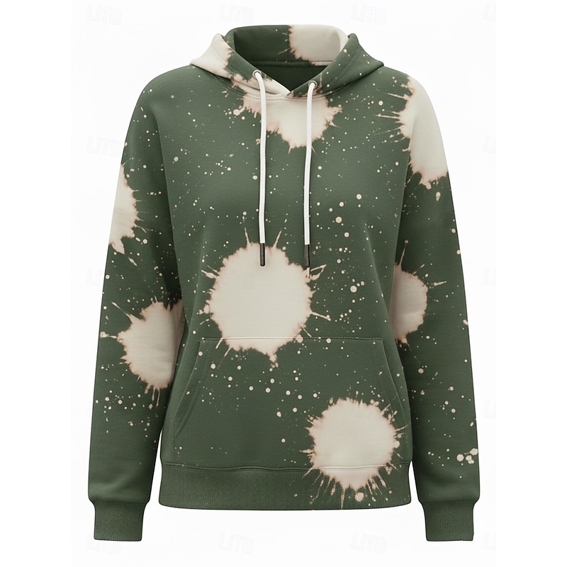 Women's Pullover Hoodies Graphic Geometric Abstract Fashion Streetwear Casual Long Sleeve Hooded Regular Tops Dailywear Casual Sports Drawstring Pocket Print Green Spring Fall2