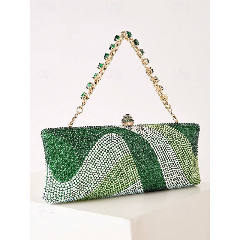 Women's Crystal Evening Clutch Bag with Chain Strap, Luxury Rhinestone Purse in Multi-Color Options, Elegant Handbag for Wedding, Cocktail Party and Formal Events4