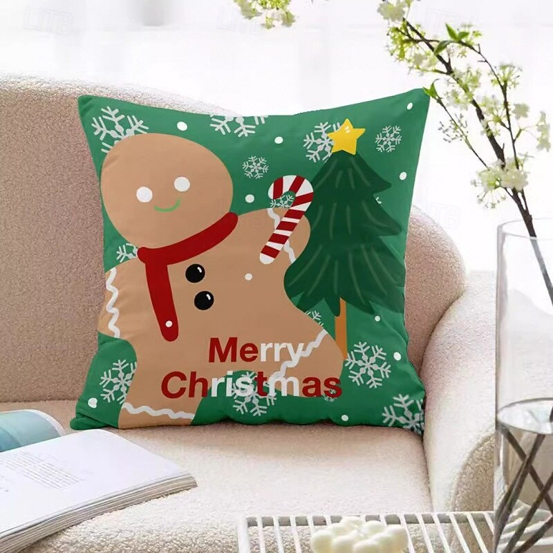 Christmas Throw Pillow, Red Festive Cushion for Bedroom, Living Room Sofa, Holiday Decor, Seat Cushion, Perfect Christmas Gift for Friends3
