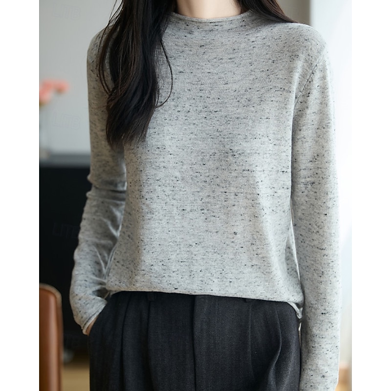 Women's Sweater Pullover Streetwear Casual Solid Color Ribbed Crew Neck Knitted Long Sleeve Regular Tops Knit Outdoor Daily Holiday Navy Blue Purple Fall Winter3