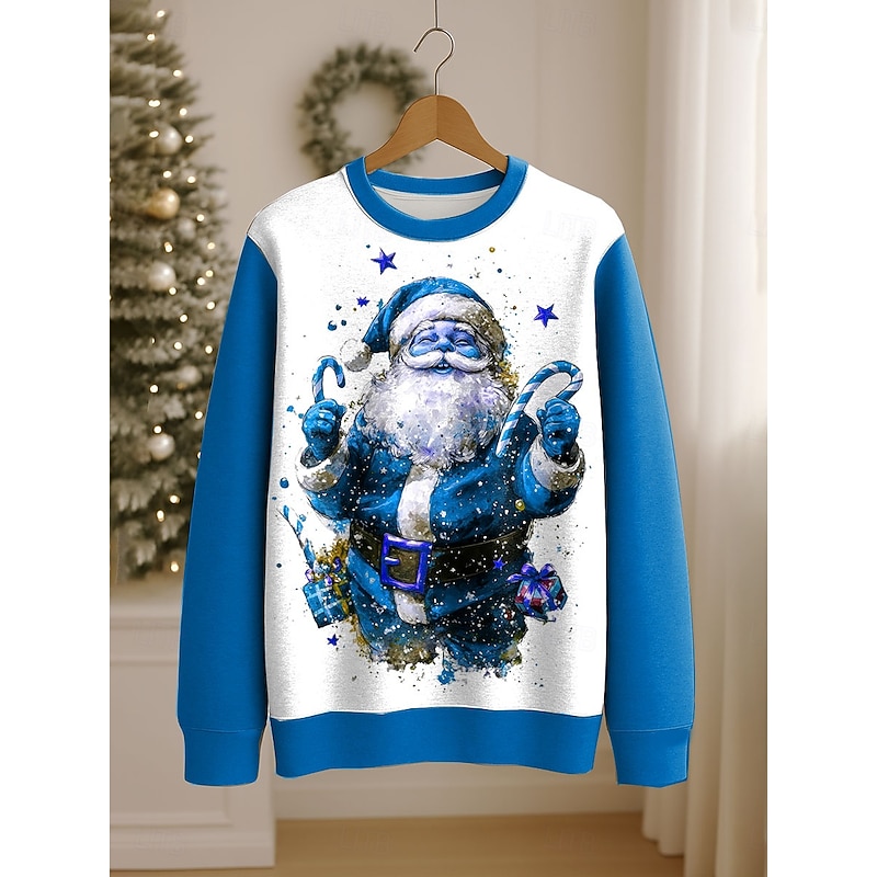 Women's Pullover Sweatshirt Graphic Santa Claus Casual Long Sleeve Crew Neck Regular Tops Street Casual Holiday Print Red Blue Purple Green Spring Fall Winter3