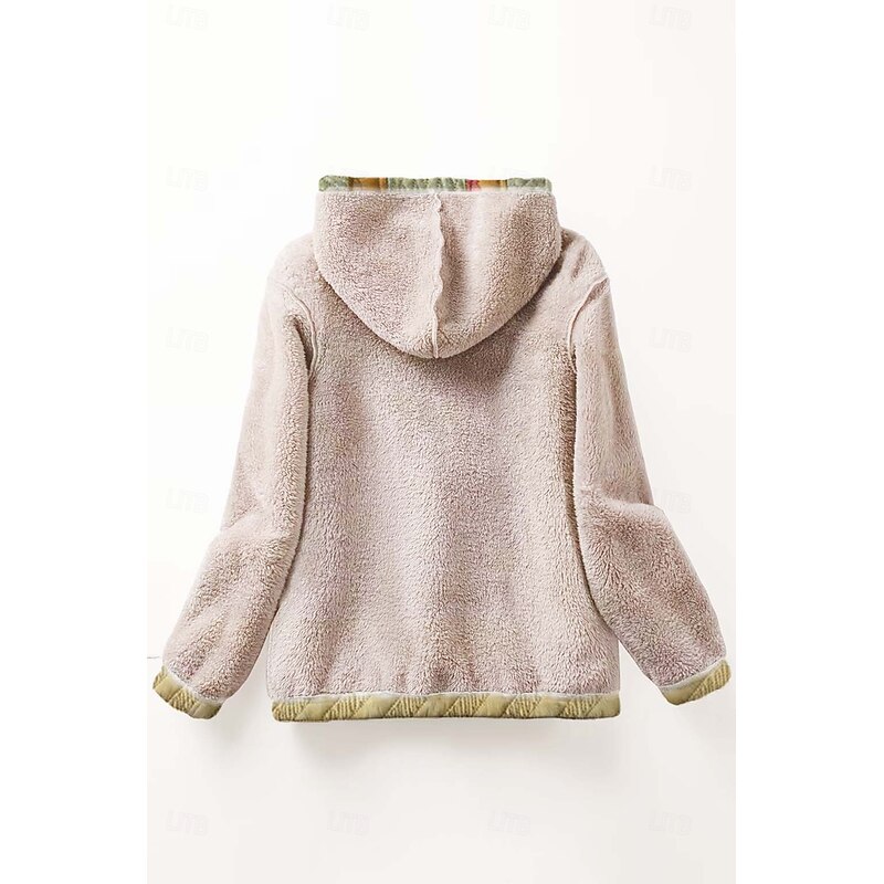 Women's Zip Up Hoodies Floral Graphic Paisley Warm Active Vintage Long Sleeve Hooded Regular Tops Home Party Evening Wear Dailywear Zip Up Patchwork Zipper Green Khaki Spring Fall Winter4