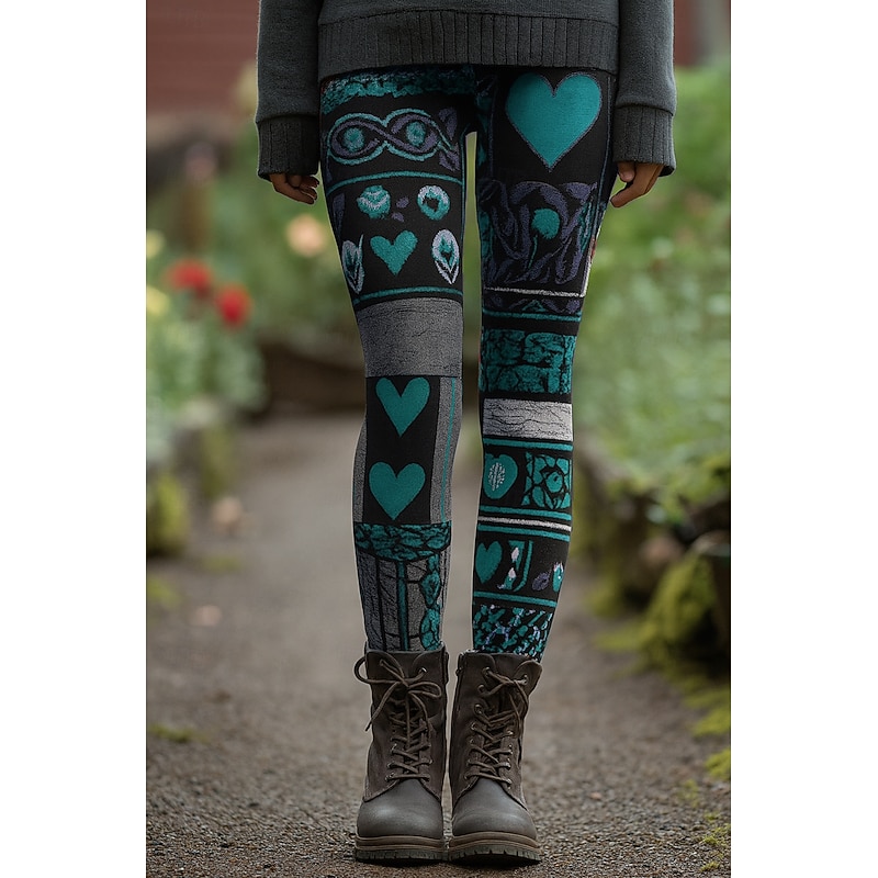 Women's Leggings Vacation Vintage Ethnic Style Full Length High Waist Graphic Geometric Pattern Abstract 3D Print Quick Dry Breathability Soft Stretchy Outdoor Home Causal Lake blue Red Blue Purple2