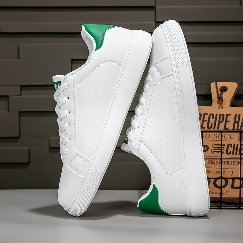 Men's White Minimalist Sneakers – Lightweight Lace-Up Low Top Sport Shoes for Travel, Gym and Casual Outfits2