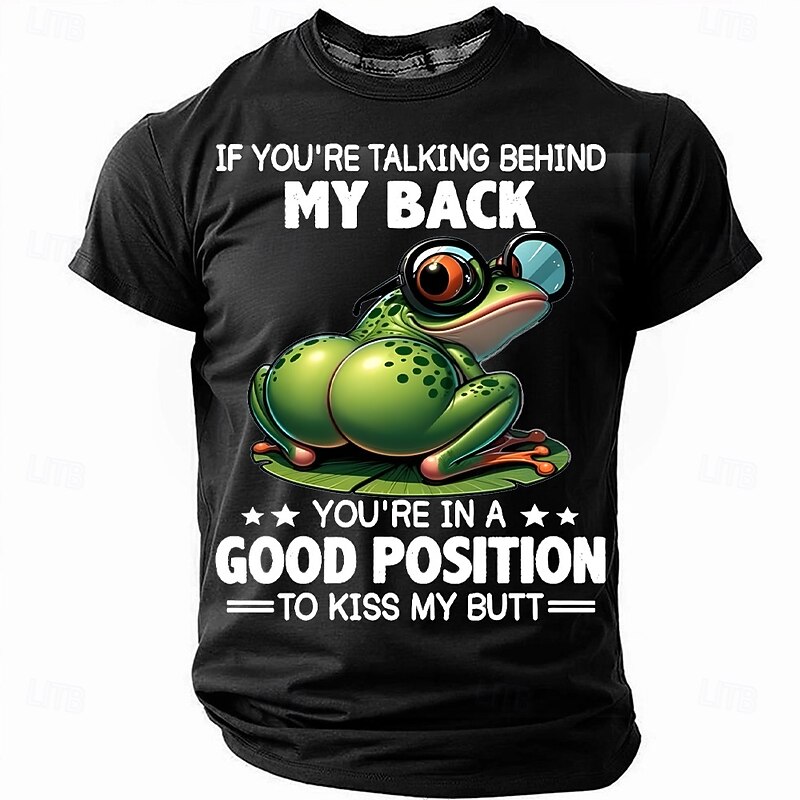 Men's Frog Funny Slang T Shirt Short Sleeve T shirt 3D Print Crew Neck Shirt Fashion Daily Street Daily Black Red Blue Summer Spring Clothing Apparel S M L XL XXL XXXL