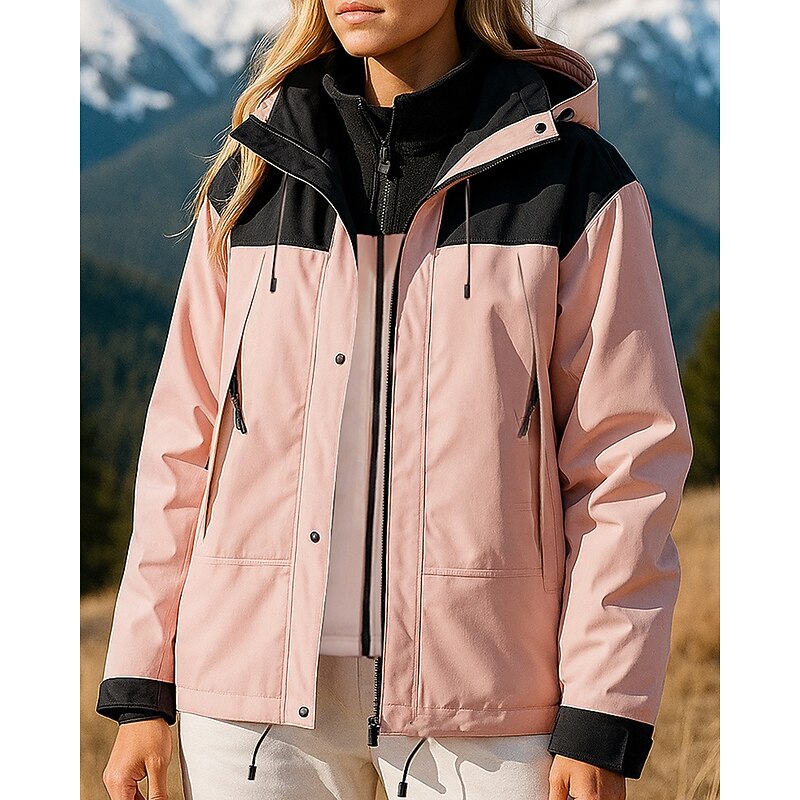 Women's Hiking Jacket Thermal Jacket 3 in 1 Jacket Outdoor Thermal Waterproof Windproof Warm Hiking Outfits Hiking Clothes Winter Autumn / Fall Top Fishing Camping / Hiking / Caving Running Patchwork2