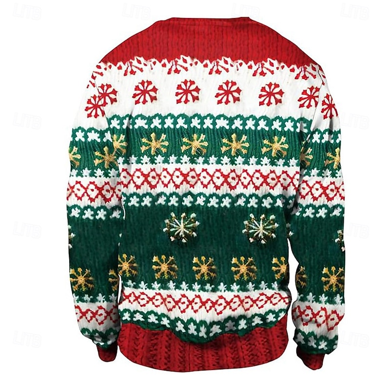 Ugly Christmas Sweater Men's Snowman Snowflake Pullover Sweater Jumper Knitwear Crewneck Casual Vacation Daily Festival 3D Print Keep Warm Long Sleeve Spring Fall Winter Red Purple Brown2