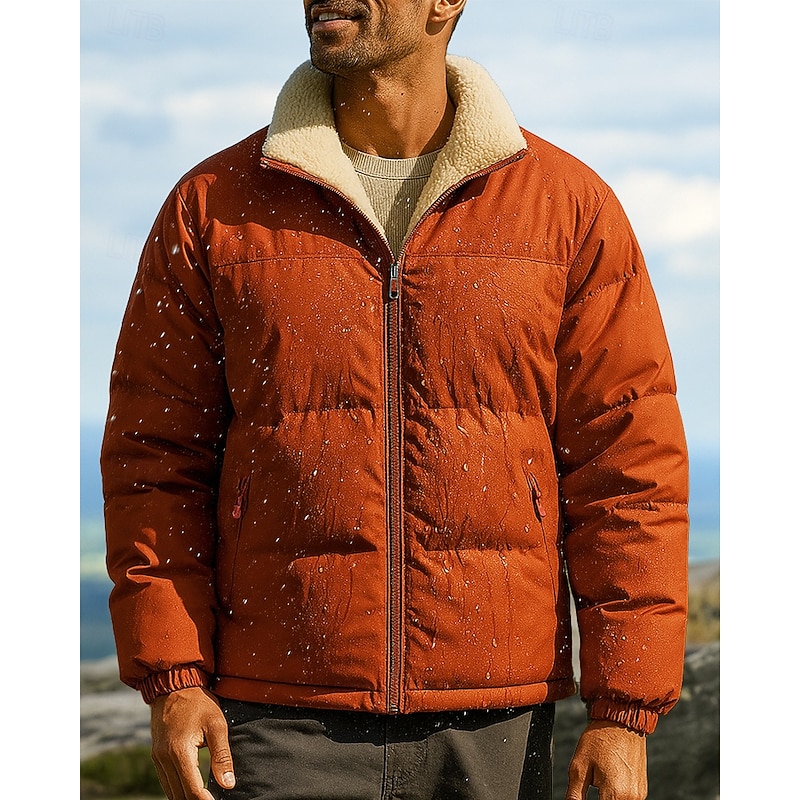 Men's Hiking Jacket Puffer Jacket Thermal Jacket Outdoor Thermal Warm Hiking Outfits Hiking Clothes Winter Autumn / Fall Top Fishing Camping / Hiking / Caving Running Solid Color Black White Light3