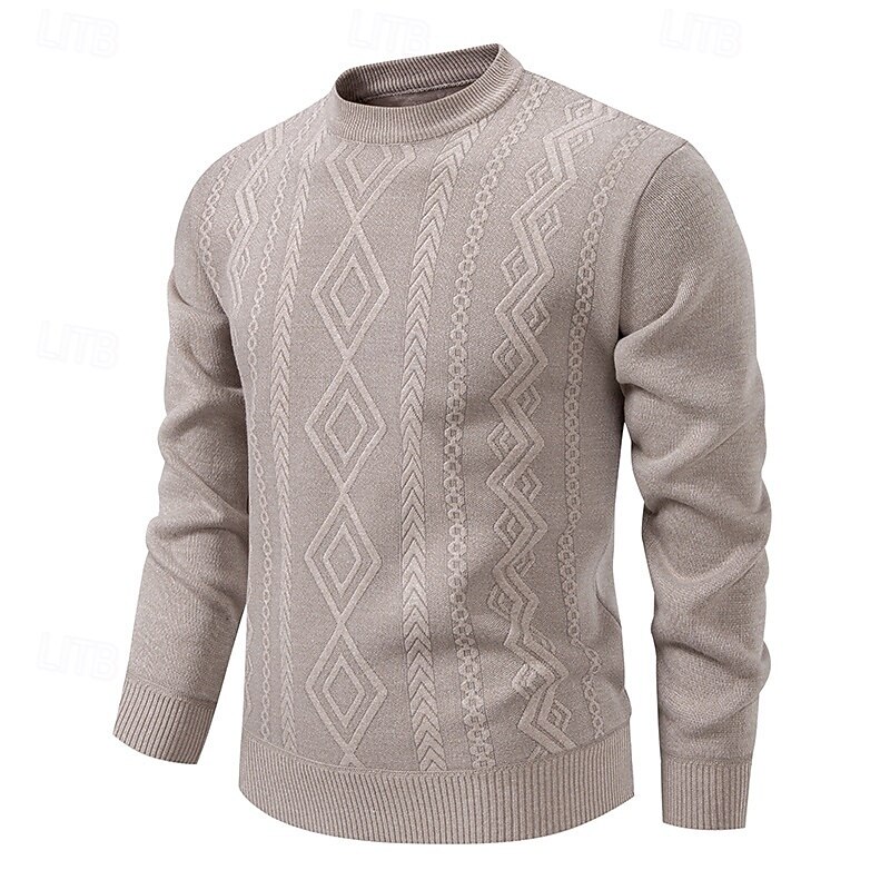 Men's Sweater Pullover Sweater Jumper Ribbed Knit Regular Tops Knitted Slim Fit Plain Crew Neck Knitwear Contemporary Casual Daily Wear Clothing Apparel Fall Black Burgundy L XL 2XL4