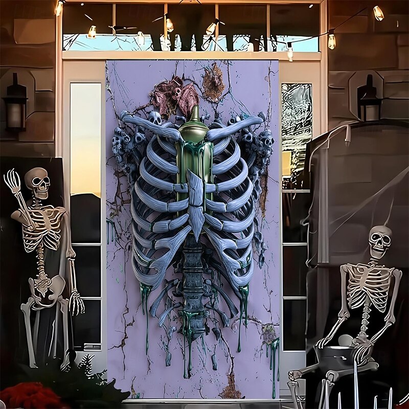 Halloween Door Cover Outdoor Banners Zombies Monster Psychedelic Party Outdoor Shooting Backgrounds Front Door Wall Porch Home Decor4