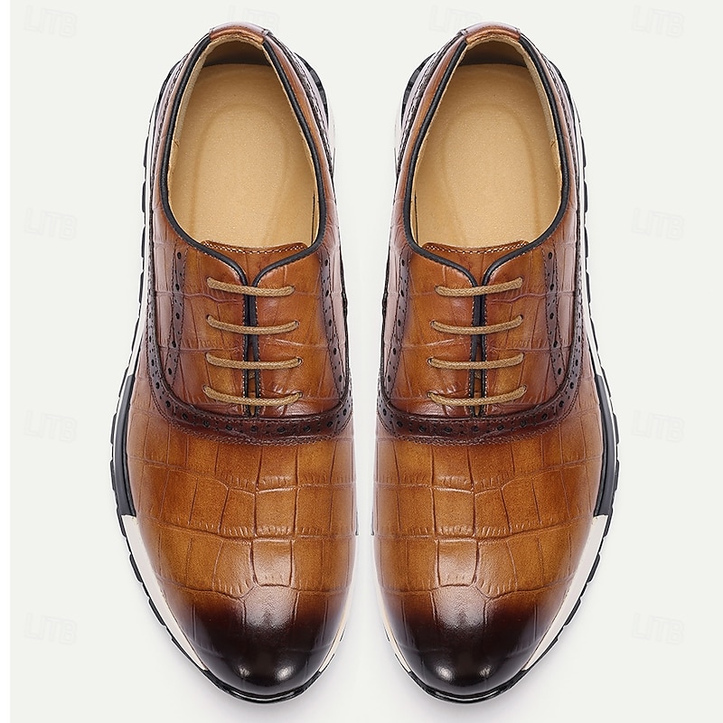 Men's Genuine Leather Casual Sneakers with Lace-Up Design, Comfortable Low Top Sport Style for Daily Wear, Travel, Walking and Outdoor Activities4