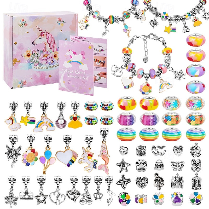 Charm Bracelet Making Kit,Christmas Girls Toy That Inspires Creativity and Imagination, Crafts for Girls Ages 8-12 with Jewelry Making Kit Perfect Gifts for 6 7 8 9 10 Girl Self-Expression!