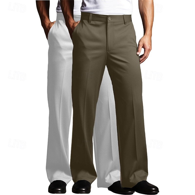 Men's Trousers Dress Pants Suit Pants Front Pocket Straight Leg Plain Comfort Full Length Wedding Business Daily Fashion Chic & Modern White+Green White+khaki Inelastic3
