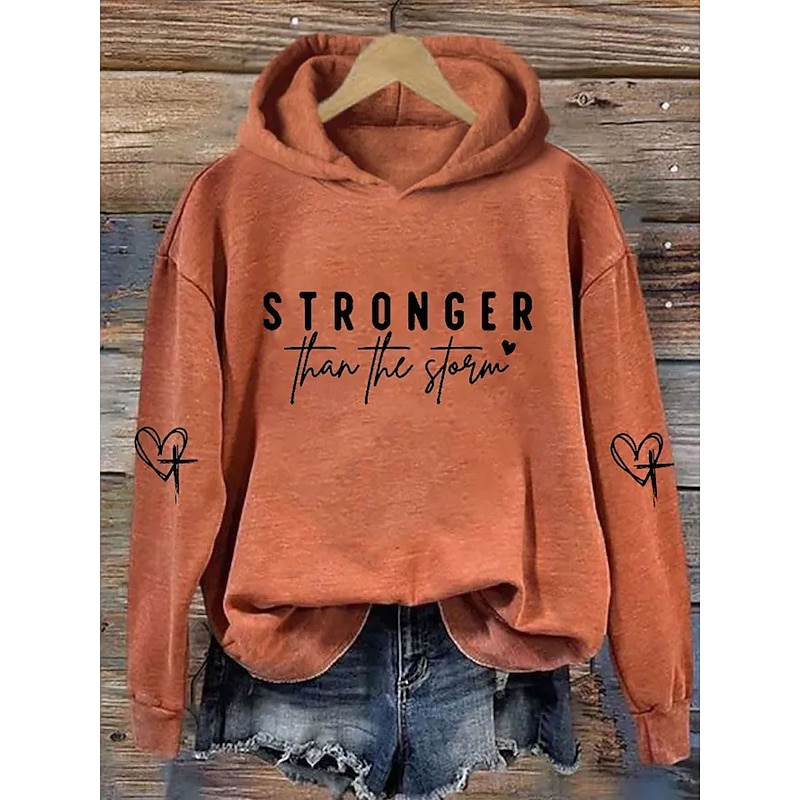 Women's Pullover Hoodie Sweatshirt Graphic Letter Casual Long Sleeve Hooded Regular Tops Party Evening Wear Street Dailywear Black White Blue Orange Spring Fall Winter
