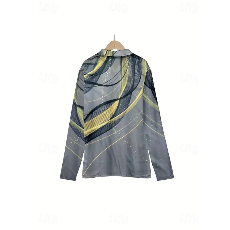 Women's Tunic Ombre Graphic Geometric Vintage Stylish Classic Long Sleeve Shirt Collar Regular Tops Daily Sports Going out Gray Spring Fall2