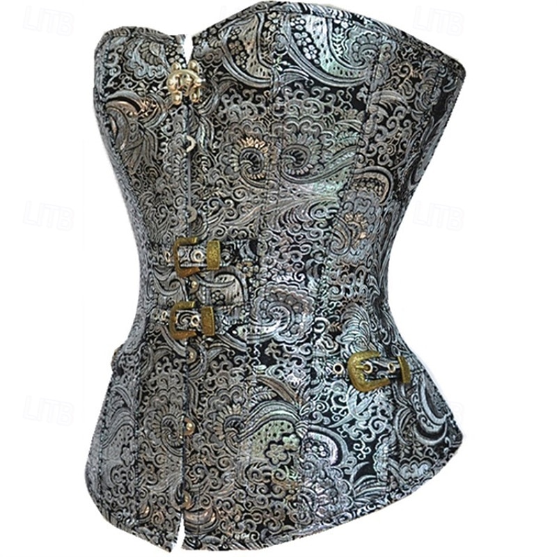 Women's Corset Shapewear Waist Cincher Shapewear Sexy Corset Gothic Sexy Floral Backless Vacation Street Date Sleeveless Corset Silver Spring Fall Tailored Fit2