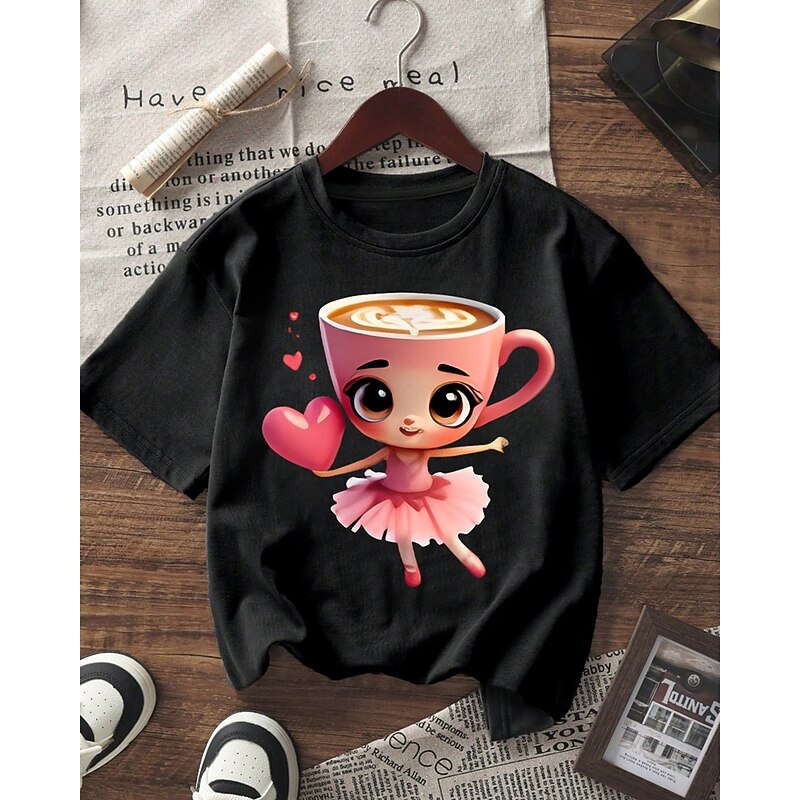 Girls' Funny Italian Brainrot Graphic Tee - Lightweight Stretchy T-Shirt with Lightweight Stretchy Fabric for Ages 4-12 Casual Everyday & Birthday Party Outfit , Comfortable Fit3