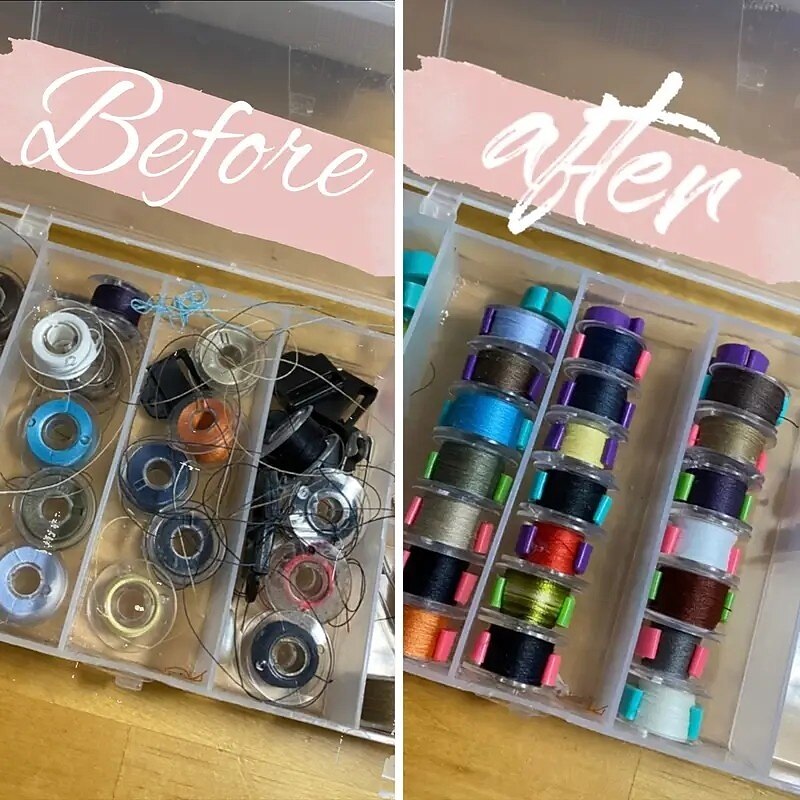 30/50/100PCS Thread Spool Clips – Spool Protectors and Thread Holders for All Popular Spool Sizes, Keep Threads Organized, Neat, Random Colors3