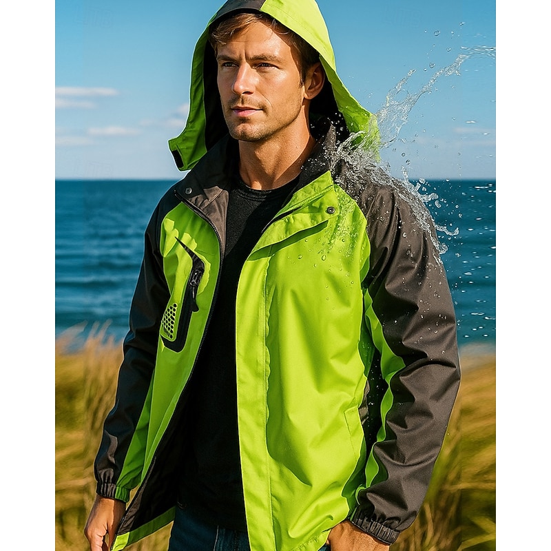 Men's Windbreaker Softshell Jacket Hiking Jacket Outdoor Waterproof Windproof Hiking Outfits Hiking Clothes Spring Winter Autumn / Fall Top Fishing Camping / Hiking / Caving Running Patchwork Yellow3