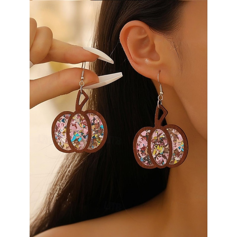 Women's Drop Earrings Hoop Earrings Acrylic Fashion Halloween Party Halloween Pumpkin3