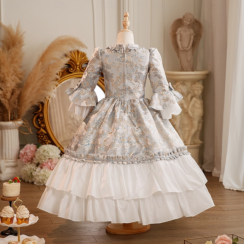 Rococo Steampunk Fancy Maxi Party Costume Accessories Bell Sleeve Princess Bow Retro Ball Gown Point Fancy Dress Girls' Royal Christmas Halloween Carnival Masquerade Wedding Party Festival Kid's4