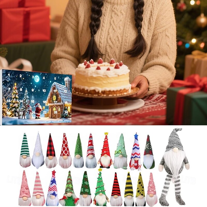 Christmas Advent Calendar with Gnome Doll Decorations Christmas Countdown Advent Calendar with 3/12/24 Mini Gnome Dolls Christmas Countdown Surprise Holiday Decor Calendar Gift4