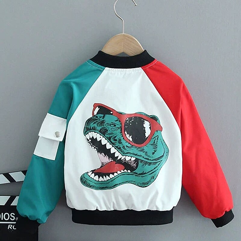 Kids Unisex Baseball Jackets Outerwear Color Block Long Sleeve Zipper Lightweight Comfort Soft Coat Outdoor Fashion Daily Black Green Spring Fall 4 years+