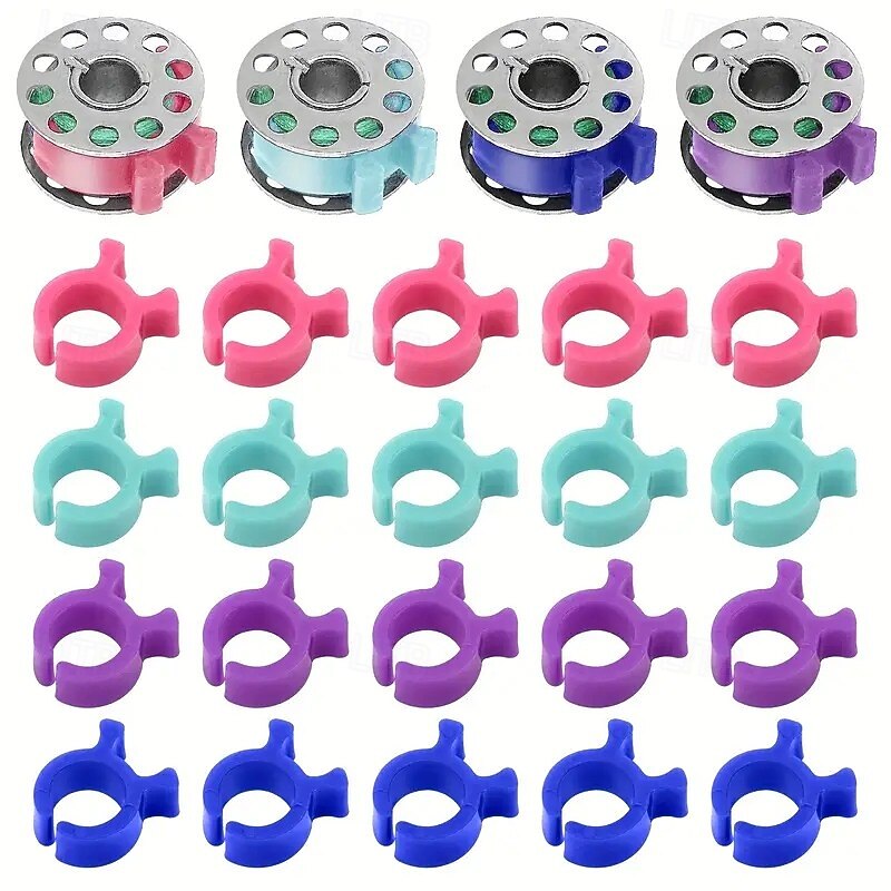 30/50/100PCS Thread Spool Clips – Spool Protectors and Thread Holders for All Popular Spool Sizes, Keep Threads Organized, Neat, Random Colors