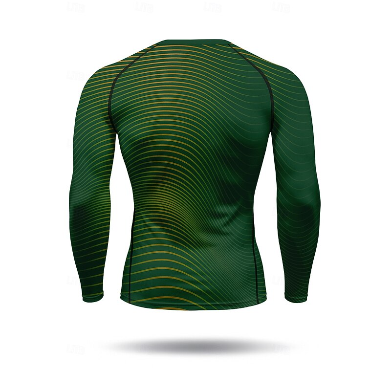 Men's Compression Shirt Running Shirt 3D Print Seamless Long Sleeve Base Layer Striped Quick Dry Compression Power Flex Moisture Wicking Gym Workout Active Training Exercise Sportswear Activewear2