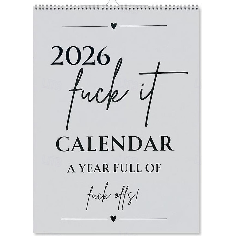 F*ck It 2026 Spiral Bound Wall Calender Funny Bold Font Hand Drawn Graffiti Style Monthly Planner Hanging Calendar Home Office Decorative Humorous Schedule Organizer