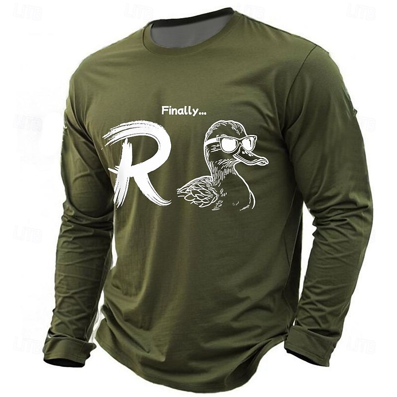 Men's R-Duck Funny Slang T Shirt Long Sleeve T shirt 3D Print Crew Neck Shirt Fashion Daily Basic Street Casual Daily Black Blue Green Summer Spring Clothing Apparel S M L XL XXL XXXL2