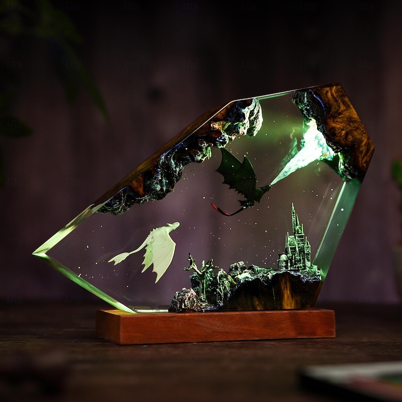 Dragon Epoxy Night Light, 3D Dragon Table lamp, Handmade Resin lamp, Home Decor, Gift for him, Father, Birthday Gift, Unique Gift3