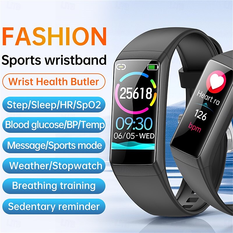 BK05 Fashion Smart Band 0.96 Screen Body Temperature Smart Bracelet Heart Rate Blood Oxygen Pressure Monitor Fitness Wristband