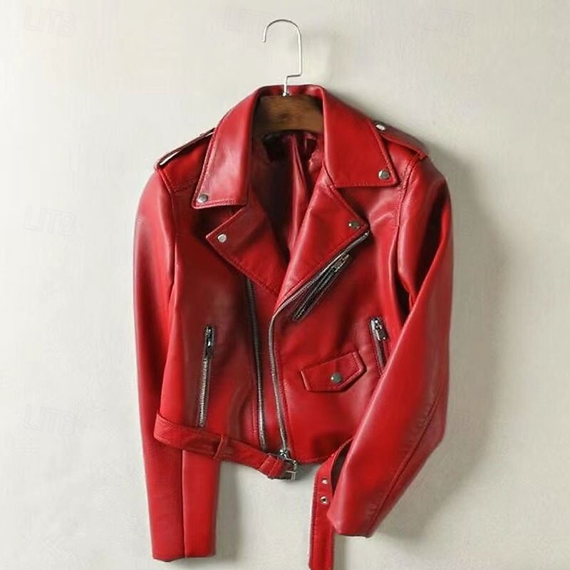 Women's Faux Leather Jacket Warm Comfortable Zipper Pocket Casual Solid Color Vacation Street Casual Daily Wear Short Turndown Regular Fit Long Sleeve Outerwear Black White Yellow Fall Winter2