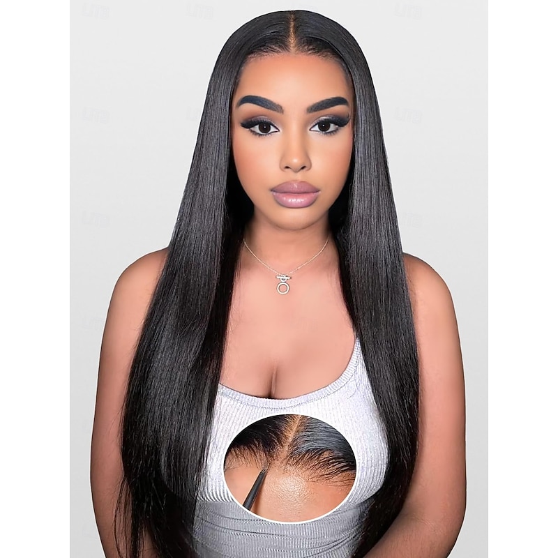 Wear and Go Glueless Wigs Human Hair Pre Plucked Pre Cut 4x4 Straight Lace Front Wigs Human Hair Wigs for Women No Glue Hd Lace Front Closure Ready to Wear Wigs 180% Density