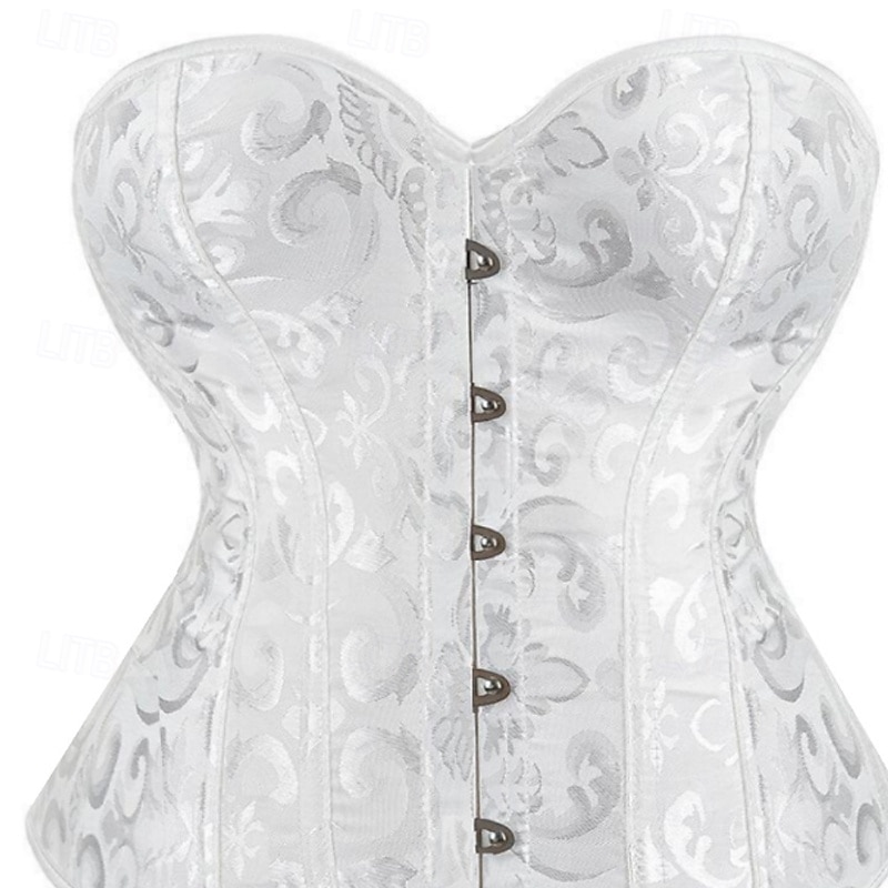 Women's Corset Shapewear Waist Cincher Shapewear Sexy Corset Sexy Sweet Floral Pure Color Buttons Vacation Party Street Sleeveless Corset Black White Spring Fall Slim Fit Tailored Fit3