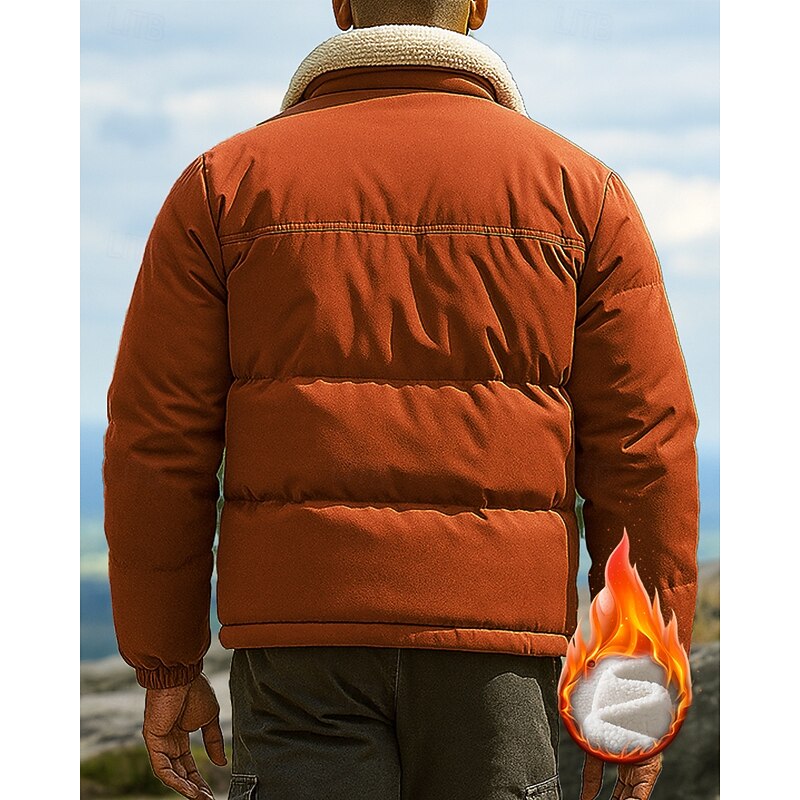 Men's Hiking Jacket Puffer Jacket Thermal Jacket Outdoor Thermal Warm Hiking Outfits Hiking Clothes Winter Autumn / Fall Top Fishing Camping / Hiking / Caving Running Solid Color Black White Light2