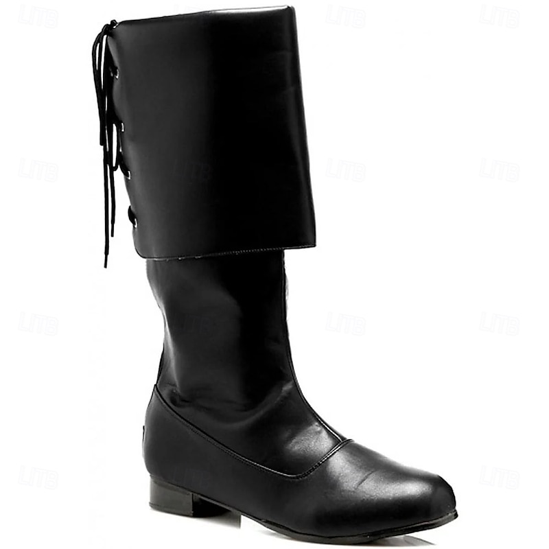 Medieval Renaissance Shoes Knee High Boots Flat Jazz Boots Pirate Viking Crusader Fancy Dress Men's Unisex Celtic Pirate Halloween Masquerade Performance Event / Party LARP Adults' Shoes2