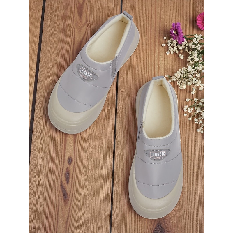 Women's Wide Width White Slip-On Sneakers with Plush Lining – Warm Winter Walking Shoes for Daily Wear2