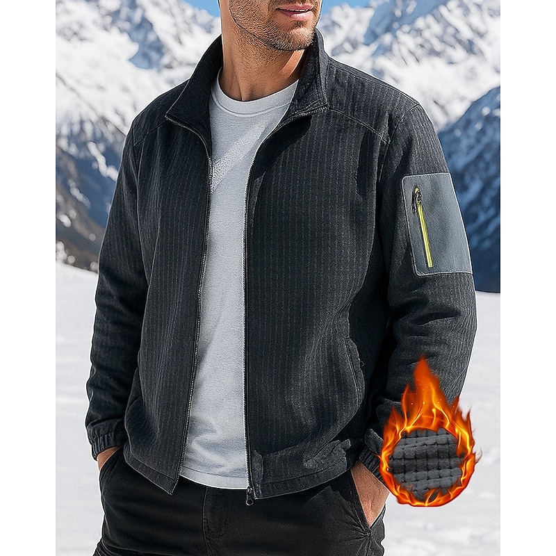 Men's Hiking Jacket Hiking Fleece Jacket Winter Outdoor Patchwork Thermal Warm Soft Fleece Jackets Hunting Camping / Hiking / Caving Black Royal Blue Grey3