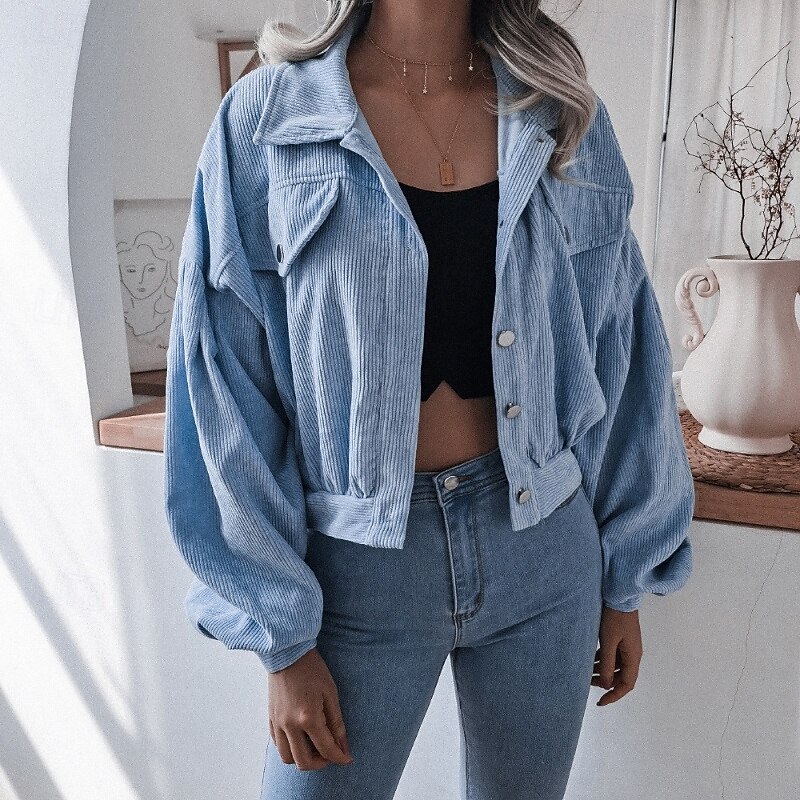 Women's Jacket Casual Jacket Comfortable Pocket Buttons Casual Plain Vacation Street Daily Wear Going out Short Turndown Regular Fit Long Sleeve Outerwear Light Blue Black Wine Fall Winter4