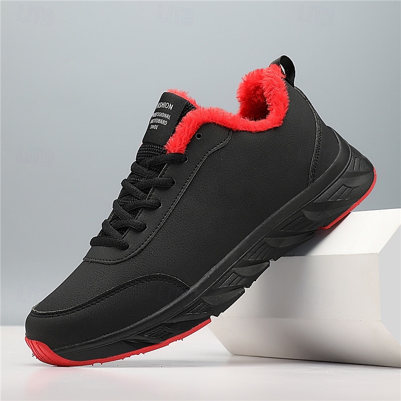 Men's Warm Fleece Lined Athletic Sneakers, Lightweight Waterproof Winter Running Shoes with Non-Slip Sole for Outdoor and Daily Wear