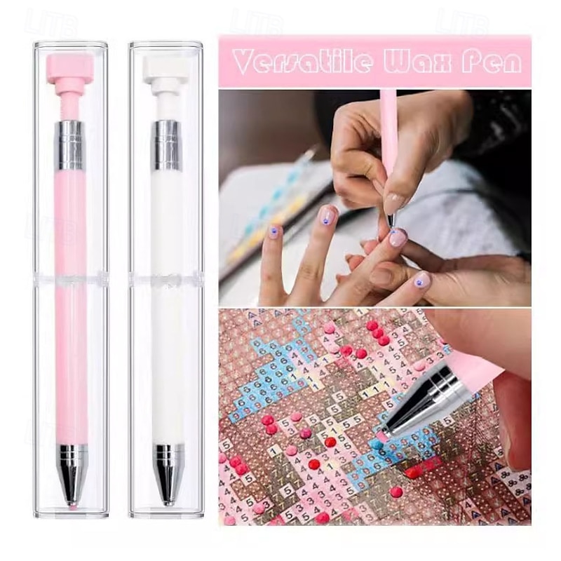 1 Set Diamond Painting Pen with Wax, Refillable Wax Pen, Rotating Glue Point Drill Pen for Nail Art Rhinestones, Diamond Art Accessories and Tools for Easy Bead Application, Quickly Pick Up Beads Gems2