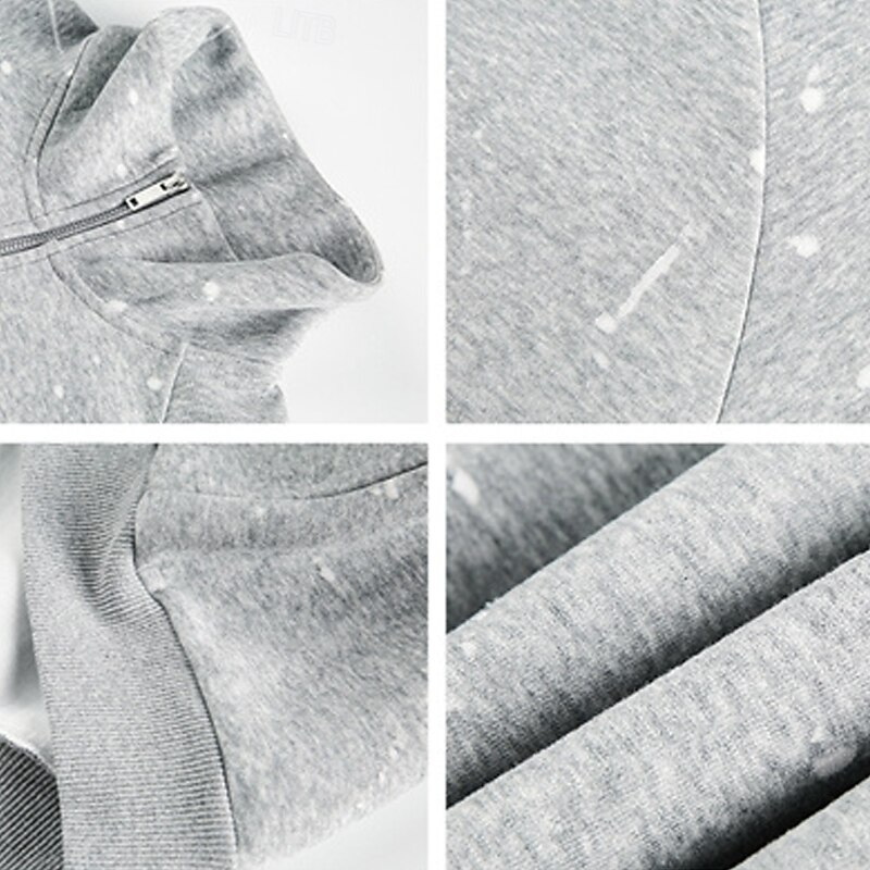 Men's Sweatshirt Quarter Zip Sweatshirt Gray Half Zip Plain Pocket Sports & Outdoor Daily Holiday Polyester Streetwear Basic Casual Spring Fall Clothing Apparel Hoodies Sweatshirts3