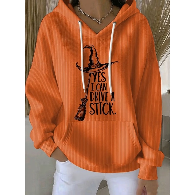 Women's Pullover Hoodie Sweatshirt Graphic Letter Abstract Fashion Casual Long Sleeve Hooded Regular Tops Street Dailywear Casual Drawstring Patchwork Pocket White Blue Orange Beige Fall Winter