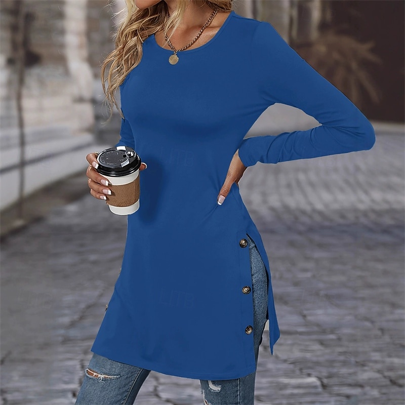 Women's Midi Dress Sweater Dress Casual Dress Elegant Fashion Modern Outdoor Daily Going out Regular Fit Plain Long Sleeve Crew Neck Black Red Blue Brown Spring Autumn4