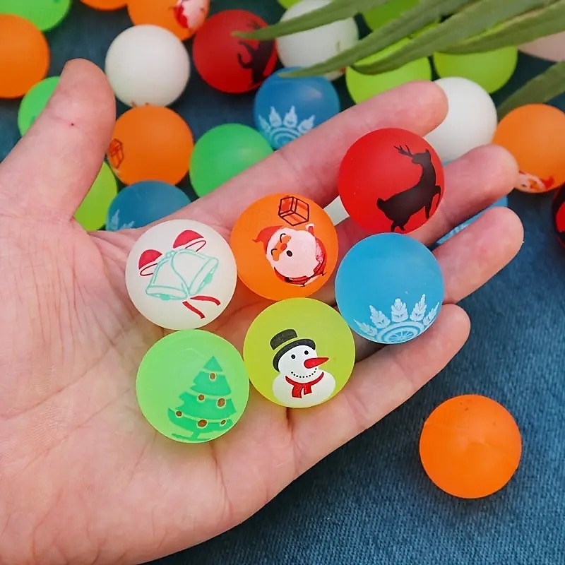 30/50pcs Glow-in-the-Dark Christmas Bouncy Balls, Non-Toxic Rubber Party Favors Featuring Santa, Reindeer, and Snowflakes, No Power Needed, Perfect for Xmas, Birthdays, Piñatas, Gift Bag Fillers, Durable Holiday Decorations for Party Planners3