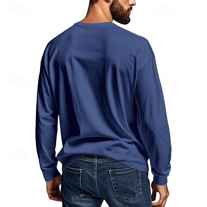 Men's Henley Shirt Tee Henley Top Long Sleeve Solid Color Plain Fashion Designer Casual Pocket Buttons Henley Outdoor Casual Daily Spring Fall All Seasons Black White Blue Henley T-Shirt2