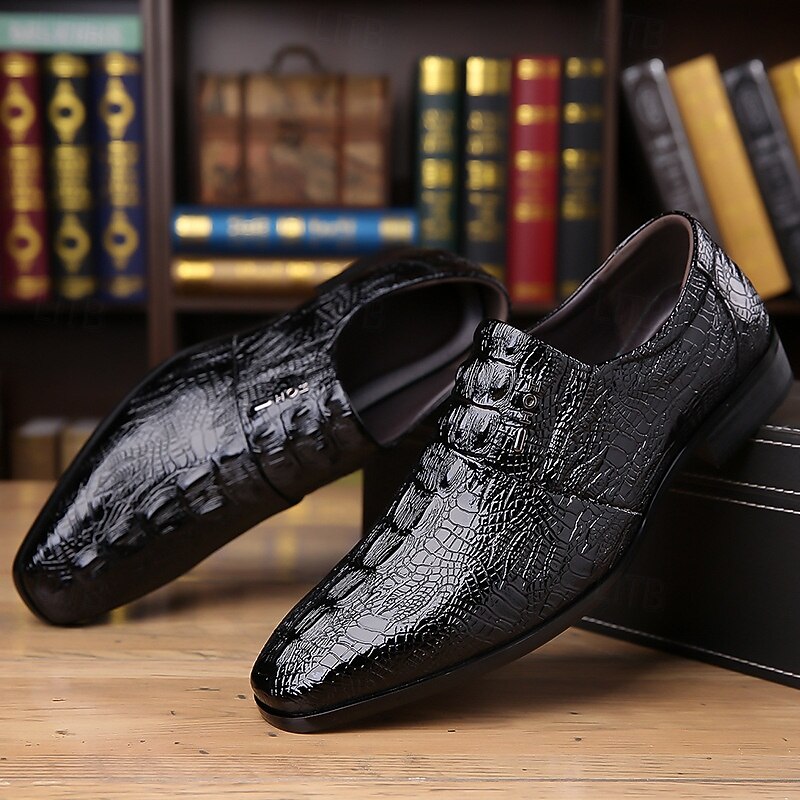 Men's Blue Textured Oxford Shoes – Faux Leather  Business Dress Shoes with Glossy Finish, Elegant Formal Shoes for Office, Weddings and Events2