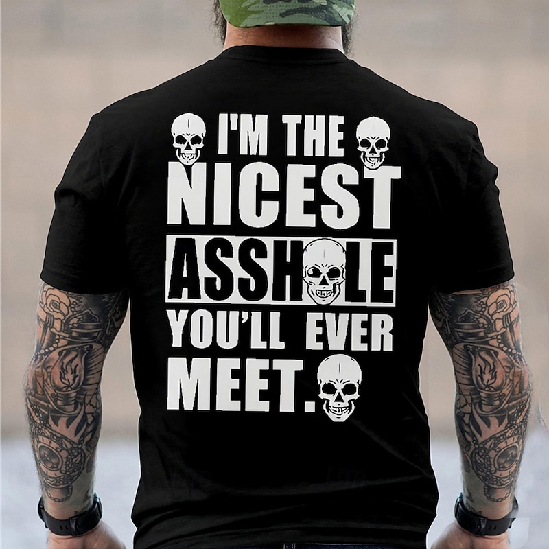 Men's Funny Slang Backprint T Shirt Short Sleeve T shirt 3D Print Crew Neck Shirt Fashion Daily Street Daily Black Red Blue Summer Spring Clothing Apparel S M L XL XXL XXXL3